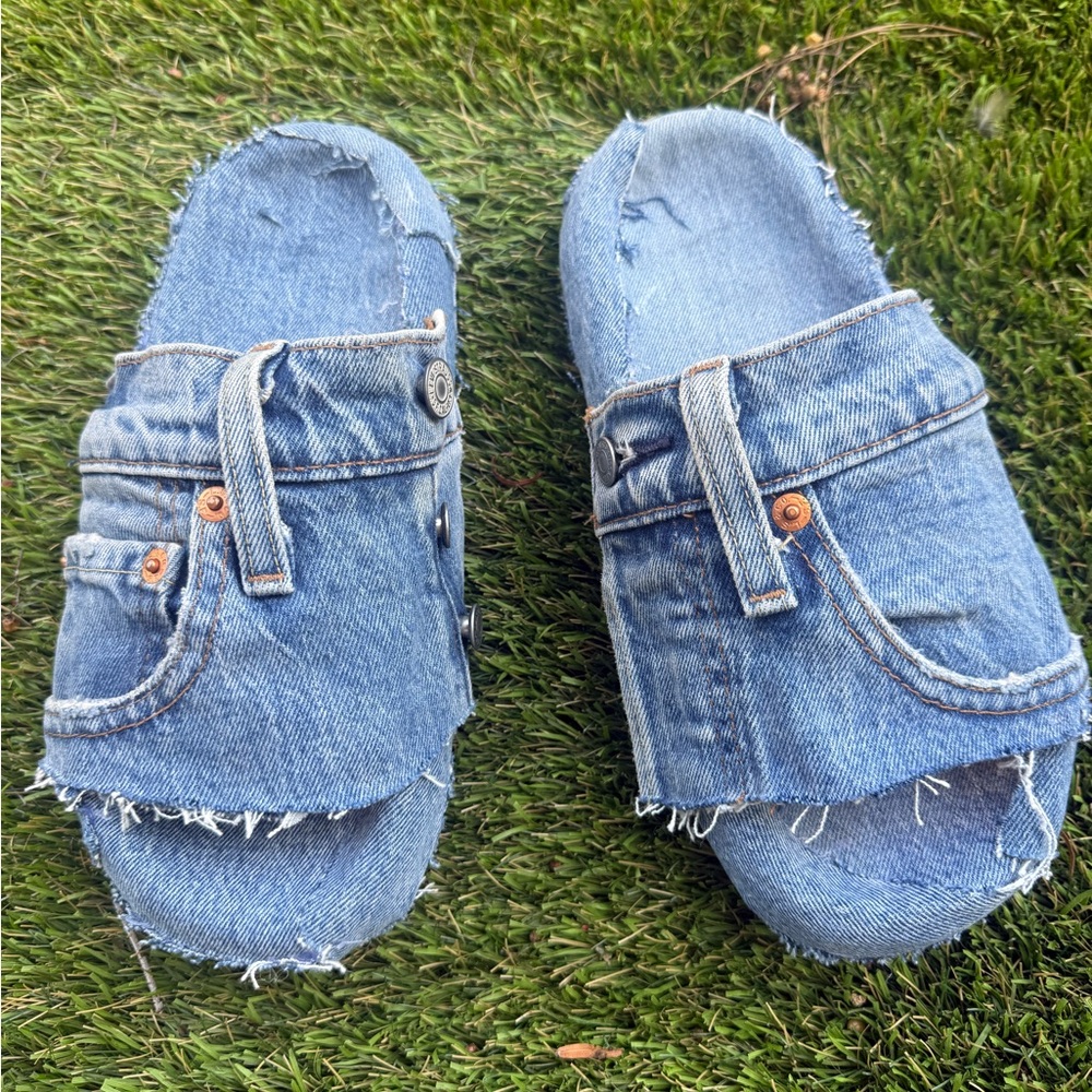 SoleMateDenim Slide Sandals - Blue